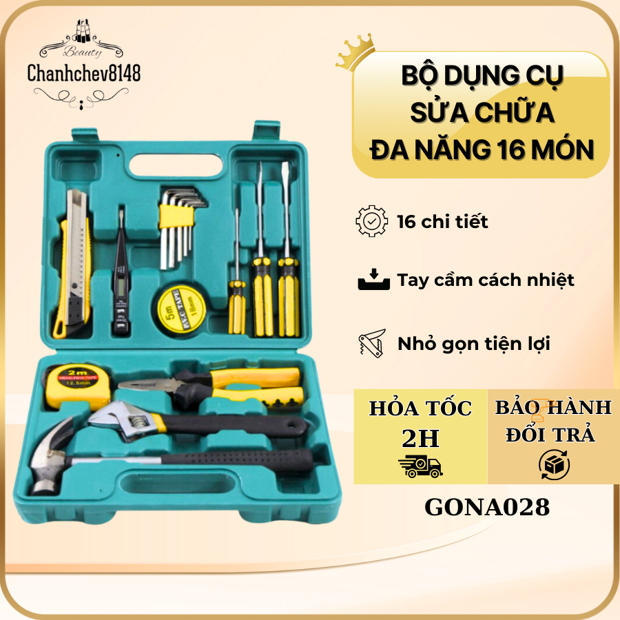 Bộ Dụng Cụ Sửa Chữa 16 Món – Đa Năng và Bền Bỉ, Giải Pháp Tuyệt Vời Cho Mọi Công Việc - GONA028