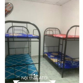 Giường tầng sắt ống tròn dày dặn 80cm 1m 1m2 dài 2m - giường ngủ 2 tầng người lớn giao lắp nhanh quận 1 tphcm