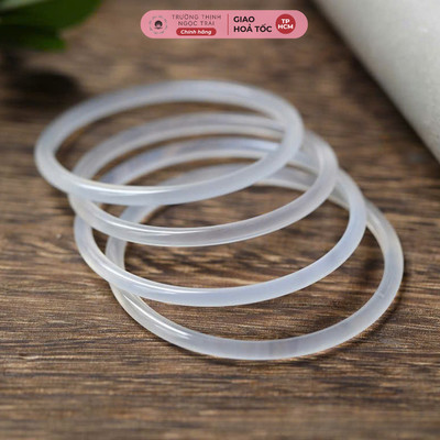 Vòng Mã Não Bản 6ly Màu Trắng Bản tròn (1 cái) - Ngọc Trai Trường Thịnh