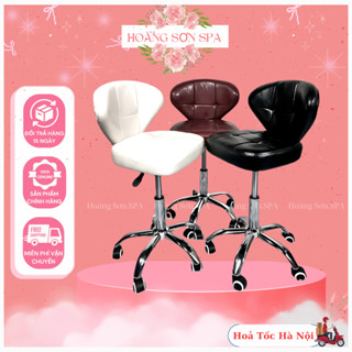 Ghế Spa có tựa lưng, đôn hơi xoay 360 độ chỉnh cao thấp vỏ bọc da cao cấp - Ghế tiệm Hàng chính hãng