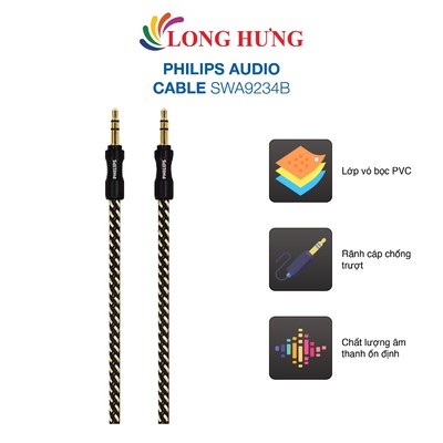 Cáp AV nối dài 3.5mm dây dù Philips Audio Cable SWA9234B - Hàng chính hãng