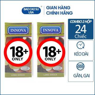 Combo 2 hộp bao cao su kéo dài thời gian quan hệ có gân, gai Innova vàng [24 cái]