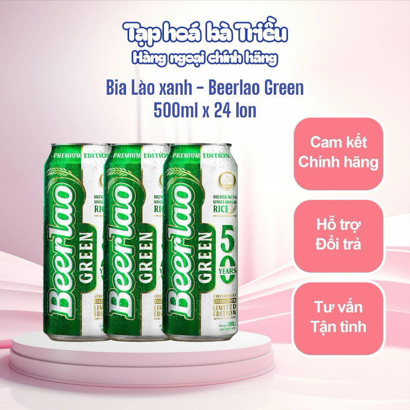Bia Lào Xanh - BeerLao Green bản đặc biệt 500ml thùng 24 lon