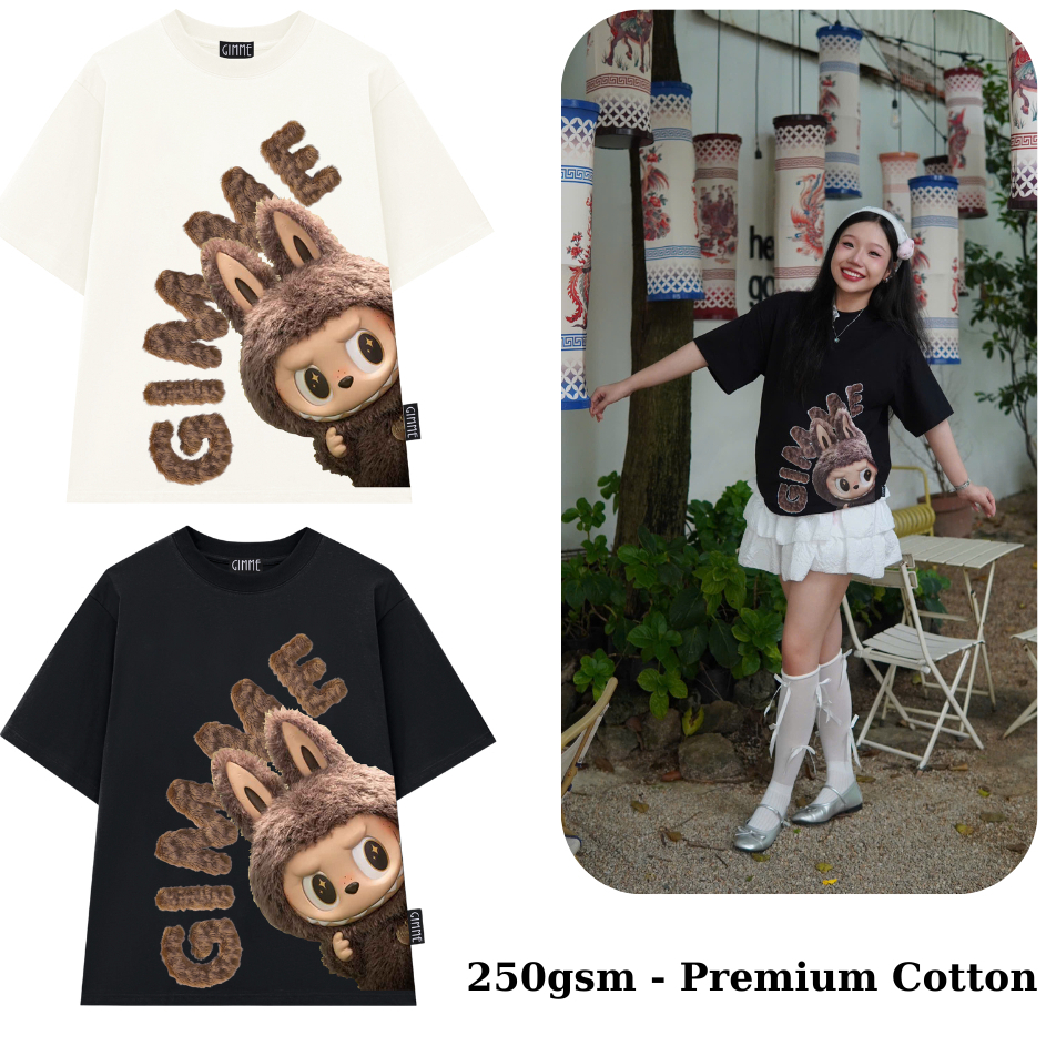 Áo Thun Gimme - Oversize LaBuBu Nâu -Cotton 250gsm 2 Chiều - GMT65