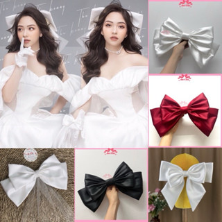 (3 màu đen, trắng, đỏ) Nơ cài tóc bản to,cài tóc cô dâu siêu xinh