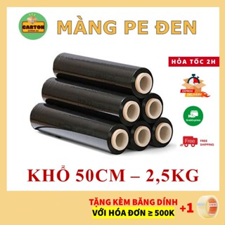 [SỈ/LẺ] Màng PE Đen khổ 50Cm 2.5Kg, Màng Co PE Đen, Màng Nilong Đen Màng Chít quấn hàng bọc hàng
