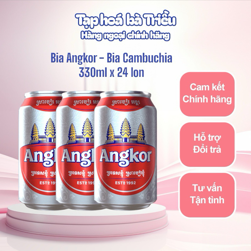 Thùng 24 lon Bia Angkor - Bia Campuchia - Cambodia Beer 330ml