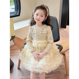   12-35kg  váy đầm thu đông chất dạ cho bé gái thiết kế  LÓT NHUNG  phong cách tiểu thư bồng bềnh hàng QC loại 1 