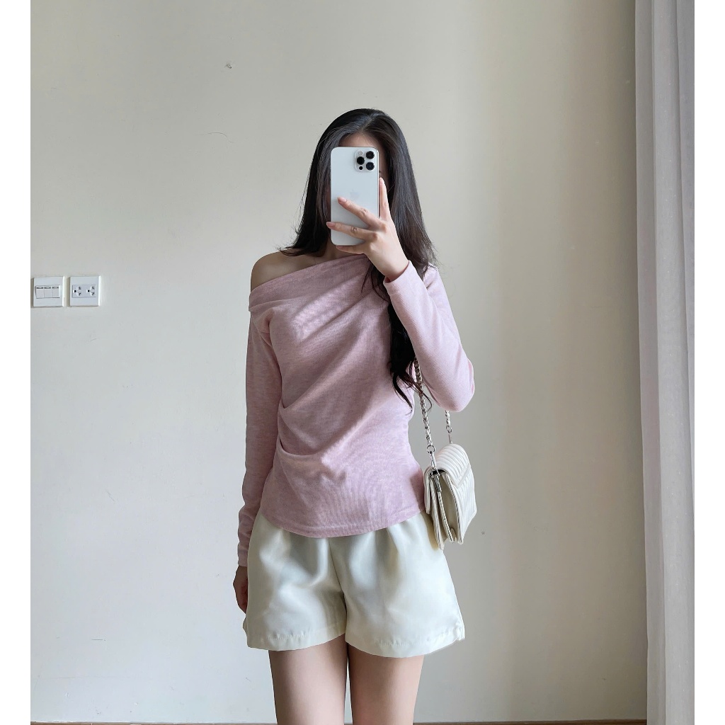 Áo Thun Lệch Vai Dài Tay Nhún Eo Chất Tăm Dày Miho House | BigBuy360 - bigbuy360.vn