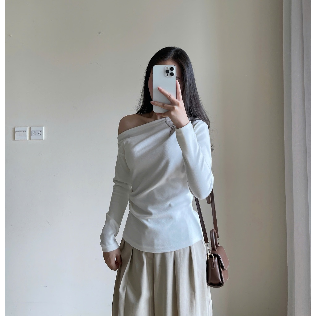Áo Thun Lệch Vai Dài Tay Nhún Eo Chất Tăm Dày Miho House | BigBuy360 - bigbuy360.vn