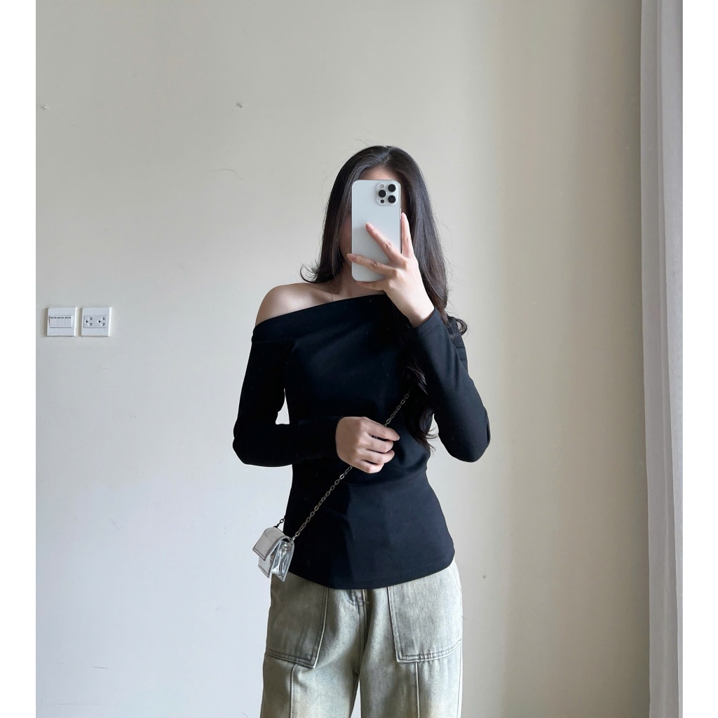 Áo Thun Lệch Vai Dài Tay Nhún Eo Chất Tăm Dày Miho House | BigBuy360 - bigbuy360.vn