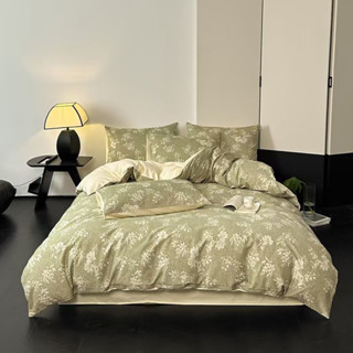 SET CHĂN GA GỐI COTTON LIVING. mẫu lá hạ