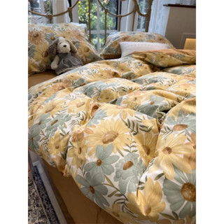 Set chăn ga gối cotton living- mẫu hoa cúc mùa thu