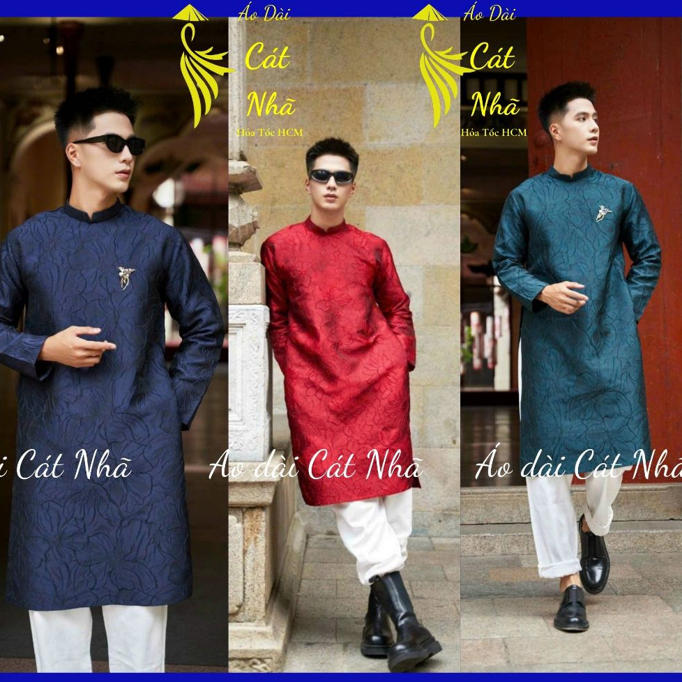 (Hỏa tốc 2H+ Bigsize) Áo dài Nam cách tân, chất vải Gấm Vân Nổi nhiều màu, sang trọng lịch lãm- ÁO DÀI THIẾT KẾ CÁT NHÃ