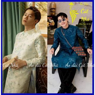 (Hỏa tốc 2H) Áo dài Nam thiết kế cao cấp, chất vải Tafta dệt dày dặn, họa tiết thêu sang trọng, lịch lãm- ÁO DÀI CÁT NHÃ