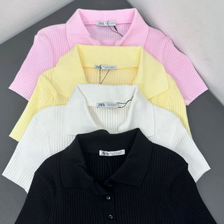 Áo polo ZRA áo polo dệt kim basic