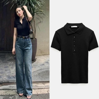 Áo polo ZRA áo polo dệt kim basic