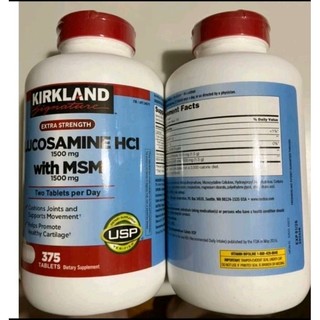(date 2027) Viên Uống Glucosamine HCL 1500mg Kirkland Signature With MSM 1500mg Hộp 375 Viên