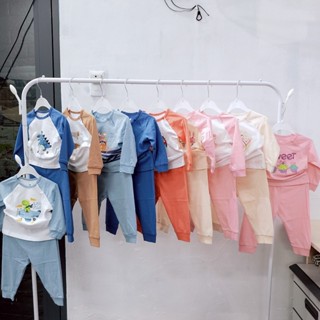 Lullaby bộ quần áo dài tay mùa thu điều hòa cúc vai vải cotton mỏng mát cho bé trai bé gái 12 tháng - 4 tuổi