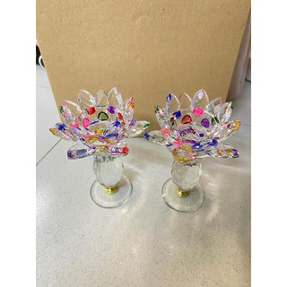 Đế nến hoa sen pha lê chân cao 16cm - ( 1 Cái )