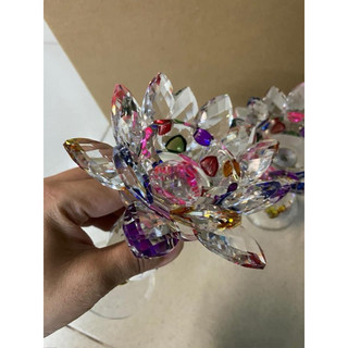 Đế nến hoa sen pha lê chân cao 16cm - ( 1 Cái )