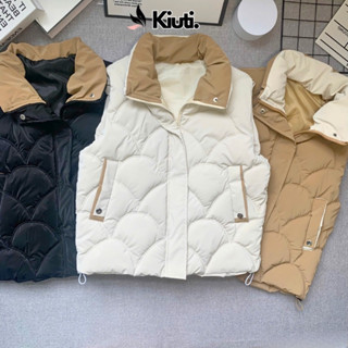 Áo gile nữ phối 2 màu vải nhung lì áo phao gile nữ trần vi tính áo khoác mùa đông ấm áp