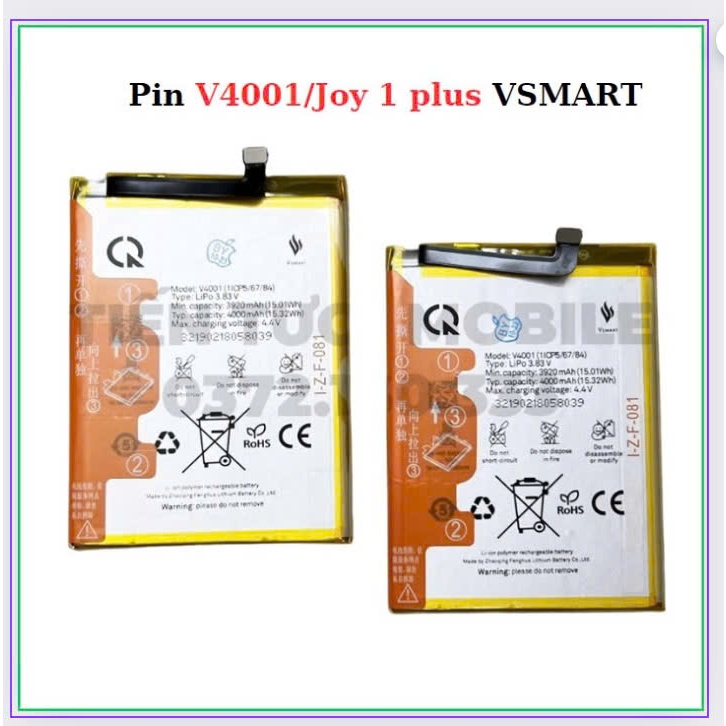Pin Vsmart Joy 1 plus /V4001,mới