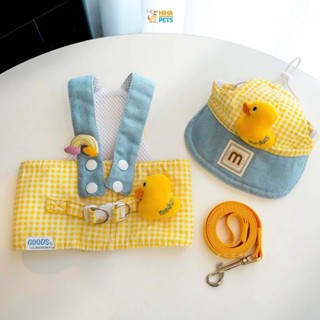 Dây Dắt Con Vịt Kèm Nón Chó Mèo Đi Dạo Dễ Thương Gồm Yếm Hàn Quốc Trước Ngực Cao Cấp Hihapet.