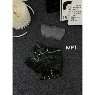 Set áo quây biling mix chân váy da kèm đai siu chất