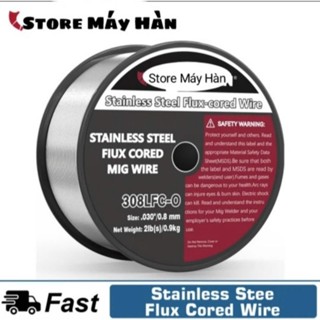 Cuộn dây  hàn mig inox 308L không khí  Thép Không Gỉ  Flux-Cored 1Kg kèm béc thử