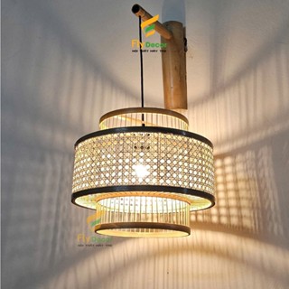  Đèn mây tre đan thả trần cao cấp hình Đèn kéo quân Đèn trang trí quán cafe quán cafe - Flydecor 