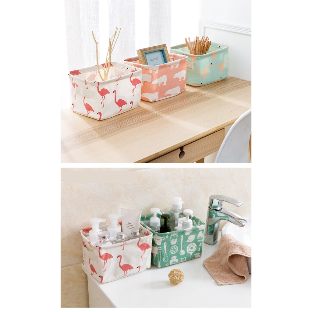 Giỏ Vuông Vải Canvas Đựng Đồ Gắp Gọn