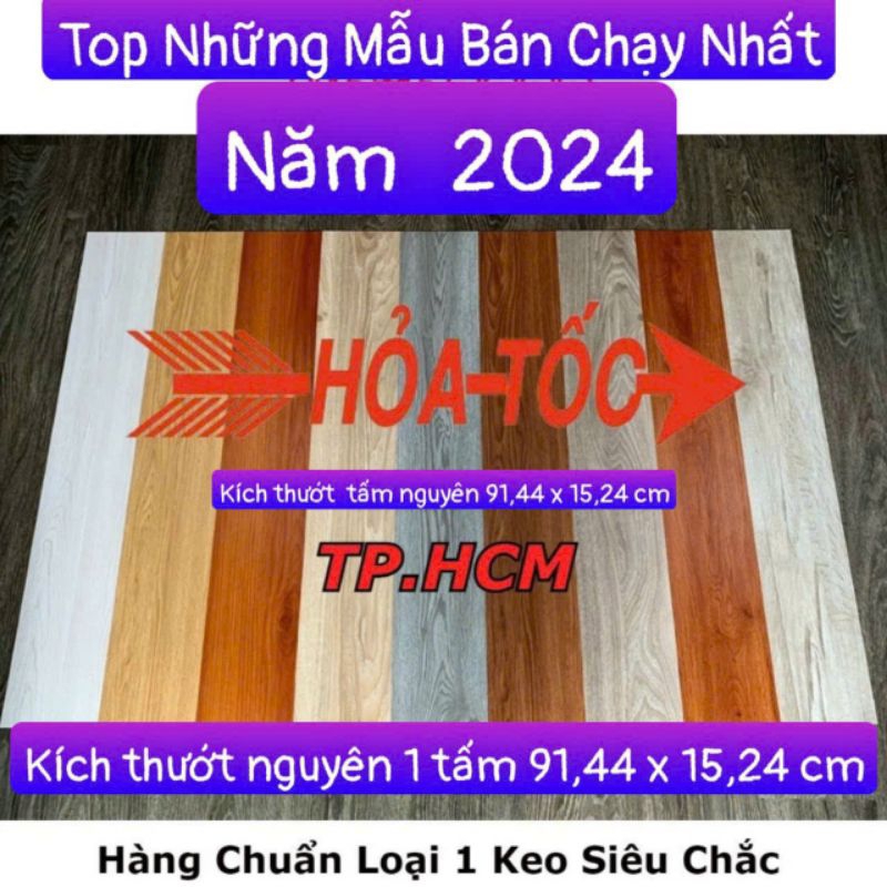 miếng lót sàn giả gỗ loại 1 có sẵn keo dán Vân sần, độ dày đủ 2mm