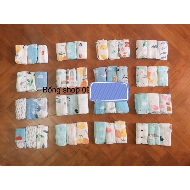 Sét 3 khăn mặt sợi tre siêu mềm 4 lớp