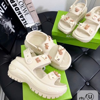 [Full Box] Crocs Đế Cao 7CM - Cross Sandal Nữ Đế Cao, tặng kèm sẵn Charm 3D gắn dép 2024