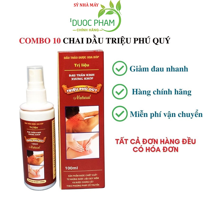 Combo 10 chai tinh dầu Triệu Phú Quý đau cơ xương khớp ( mới)