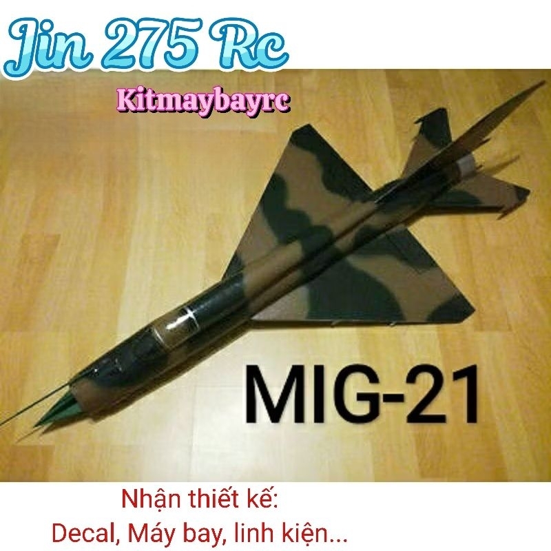 Bộ vỏ kit máy bay MiG-21 sải 55 cm Fan 50, 64 ( tặng khung gỗ)