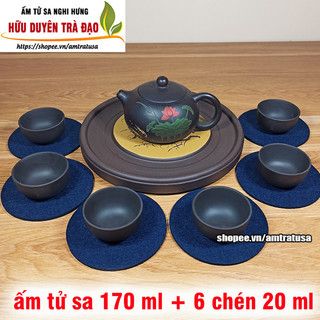 Bộ 6 chén ấm trà tử sa Nghi Hưng màu đen