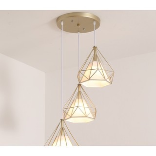 Bộ 3 Đèn thả trang trí Kim cương ĐEN, TRẮNG, VÀNG MIKO 527/250/3 + BÓNG 3 chế độ màu