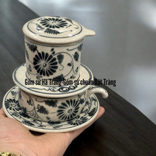 Phin cà phê gốm sứ Bát Tràng cao cấp men rạn vẽ cúc