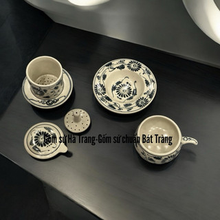 Phin cà phê gốm sứ Bát Tràng cao cấp men rạn vẽ cúc