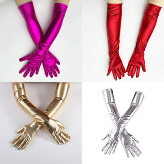 Bao tay da/ Găng tay da dài đi diễn chụp ảnh coslay màu hồng/ đen/ bạc/ đỏ/ vàng đồng GT3