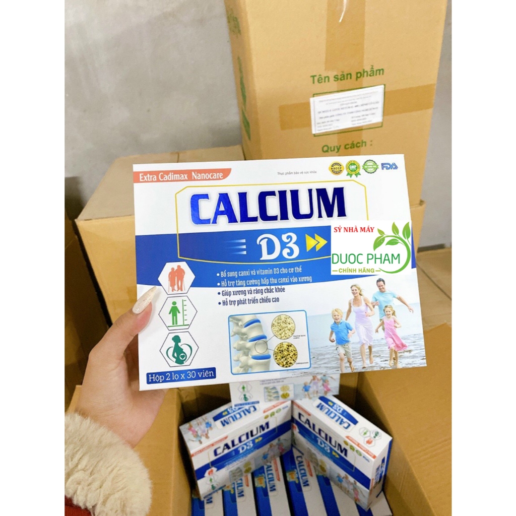 Viên uống Canxi Nano Mk7 - Extra Cadimax Nanocare CALCIUM D3 - Hộp 2 lọ x 30 viên cao cấp giúp xương chắc khỏe