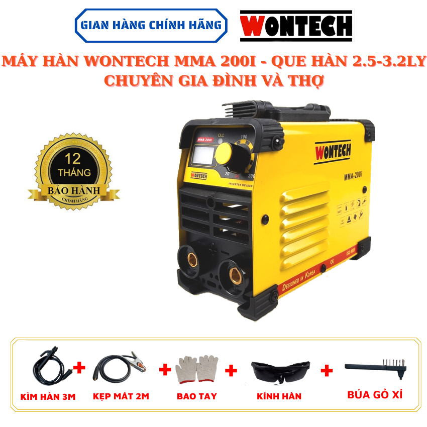 Máy hàn mini Wontech MMA 200I điện tử nhỏ gọn bắt mối hàn nhanh chuyên 2.5-3.2ly