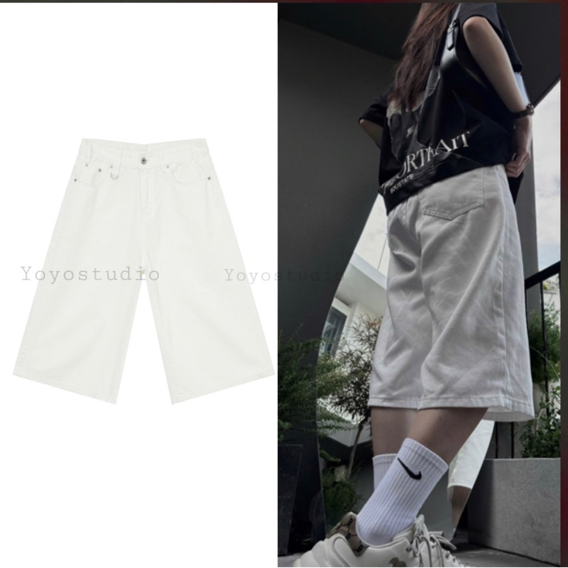 QUẦN WIDE LEG SHORT JEANS TRẮNG ỐNG RỘNG TRENDY
