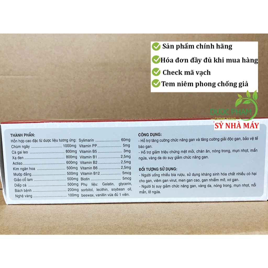 Viên uống Cà gai leo xạ đen giải độc gan vỉ 60 viên, giúp bổ gan, hạ men gan, tăng cường chức năng gan, bảo vệ gan