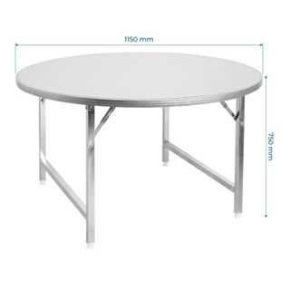 Bàn tròn inox 304 dày 1.2ly rộng 1.2m cao 75cm chân vuông gấp gọn, phù hợp sử dụng trong gia đình tiết kiệm diện tích