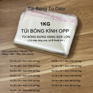 [ Loại Lớn 1KG] Túi Bóng Kính OPP Dán Miệng Trong Suốt – Túi Đựng Quần Áo, Phụ Kiện, Đóng Gói Hàng
