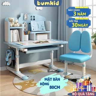 Bộ bàn ghế học sinh BumKid A20, bàn học cho bé chống gù chống cận có tay quay nâng hạ, bàn học trẻ em thông minh