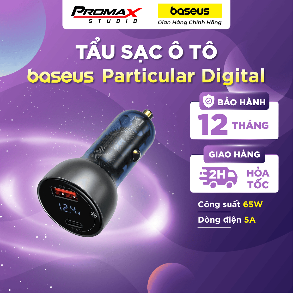 Tẩu sạc nhanh công suất cao 65W Baseus Particular Digital Display QC+PPS Dual ( 65W ,USB + Type C, L